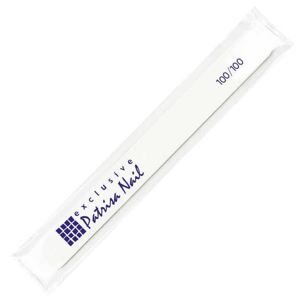 Пилка белая прямая 100/100 Patrisa Nail в индивидуальной упаковке